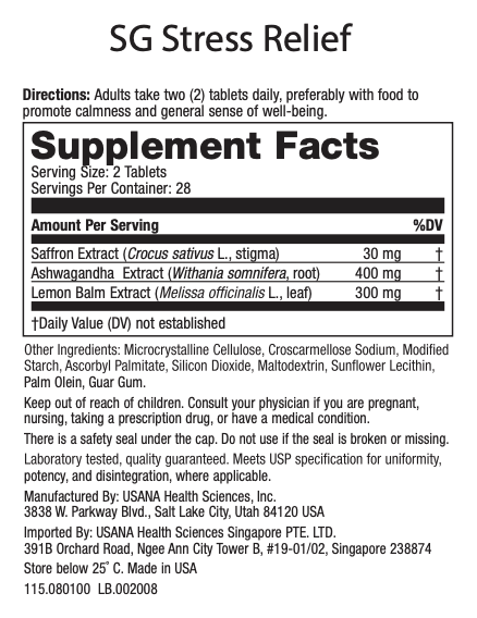 USANA Singapore Mind Body Supplement Facts